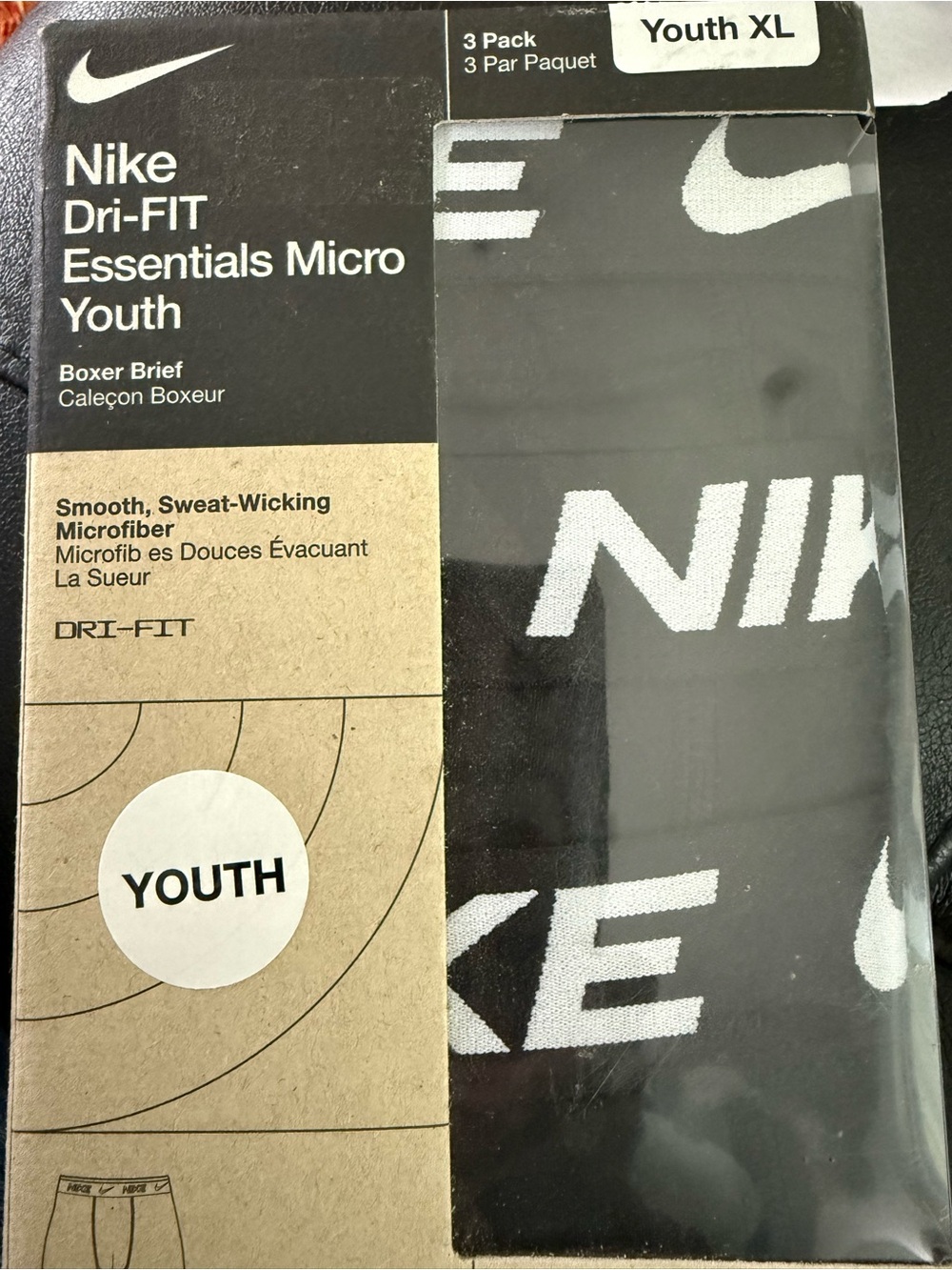 Nike Boys 3-Pack Boxer Briefs - Black youthXL #2778